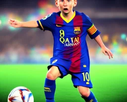 Lionel Messi as a child, 3d art, portrait, 8k resolution