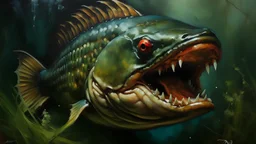 piranha oil painting