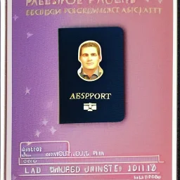full view of a realistic, United States passport card with photo of person, transparent background.