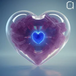 Glass shape of heart,shallow depth of field 50, macro lens, unreal engine 5, ultra detailed