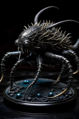 tabletop role-playing miniature of a devil-nazgul-deep-sea-amphipod-hybrid in the style of giger. full body. concept art hyperrealism