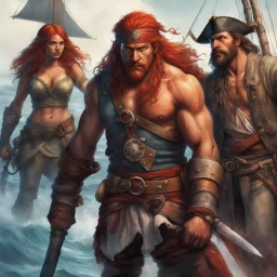 The pirate captain enters with a scar down his cheek his crew is a motley collection of races and complexions. "Ah, Red Sonja, glad you're here," says the captain,