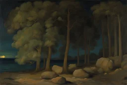 trees, night, rocks, hans am ende, and henry luyten impressionism paintings