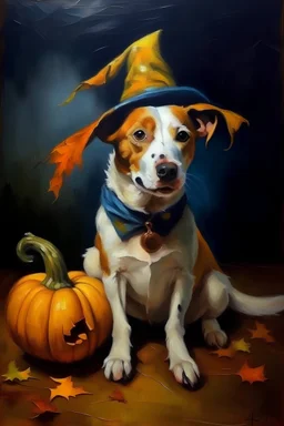 patron dog Halloween version(). painted in oil