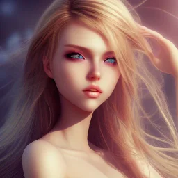 Sexy anime blonde, stormy seas, two people, Aaron Carter, romance, romantic, water, swimming, DAZ3D, soft lips, cinematic lighting, studio lighting, shine, 4K, fantastic view, girls at beach with her.