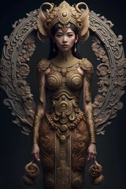 Fhoto full body, reality, Raw, Indonesia culture future, digital art, intricate details, powerful composition, captivating, , trending on artstation, sharp focus, studio photo, intricate details, highly detailed, by addie_digi