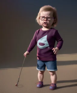 Penny Hofstadter toddler, full body, dramatic lighting, angry, hyper realistic