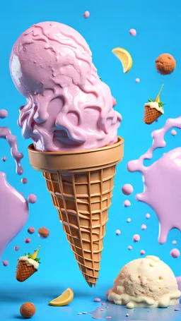 Planet Earth as a melting ice cream on a cone tshirt design, 3d render, cinematic