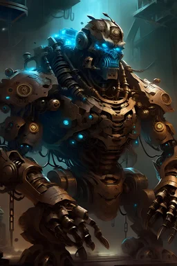 Robotic Barbarian: A robot barbarian with an unexpected talent for numbers and financial planning. They combine their brute strength with a sharp financial mind to protect the party's wealth. Digital art, fantasy