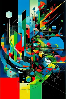crea una imagen futuristica año 3000 con colores brillantes segun kandinsky