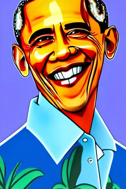 obama in a florida hawaiian shirt, photorealistic