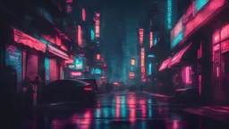 noir cyberpunk city neon, real photo, night