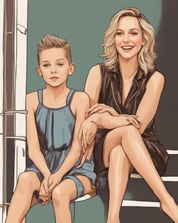 Composition sharon stone with Millie Bobby Brown