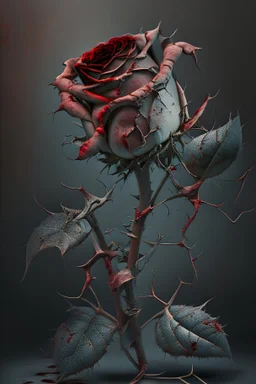 An image of a wilted rose with the thorns