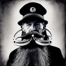 pencil Black and white Portrait of old fishermen sitting on a chair ,long beard, wearing a captian hat, fantasy 8k by Van Gogh