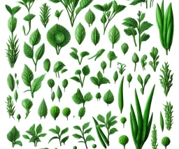 vector plants set illustration. watercolor white backdrop