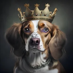 a dog wearing a crown