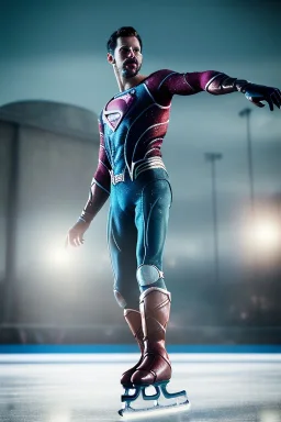 A photo taken from the ice skating show "Zack Snyders Justice League", <character or scene>, ice skates, cinematic lighting --v 4 --q 2