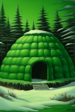 A green igloo painted by Frank Wilson