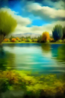 Genera una imagen de una laguna de Santa Fe (Argentina) al estilo Monet