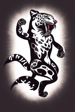 Design a vector graphics "jaguar", jumping pose right to left