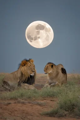scavengers looking for the remaining carcusses after a lions feat , full moon sppoky