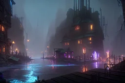 magic low town under city fantasy dungeon punk dark river