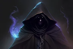 cloaked and dark hooded sorcerer