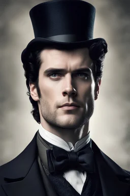 Henry Cavill as a a 19th century gentleman in a top hat