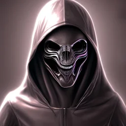 a alien wearing a black hood covering the eyes