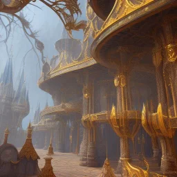 The palace of magic king, huge structure, panoramic view, zoomed out view of the exterior, mysterious, soft lighting, unreal engine 5 volumetric lighting, intricate details, realistic style, 8k resolution