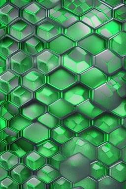 seamless green regular hexagons glittery background metallic chrome with reflections