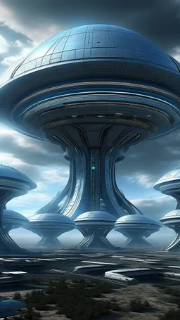 sky futuristic base of aliens