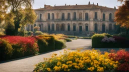 1997. calm beauty, splendour, uplifting, inspiring, gentle, year 1950, Italian cityscape, urban, autumn, gardens, flowers, sunlight, rule of thirds, therapeutic, spiritual, chiaroscuro, colour, award-winning colour photograph, Nikon 85mm