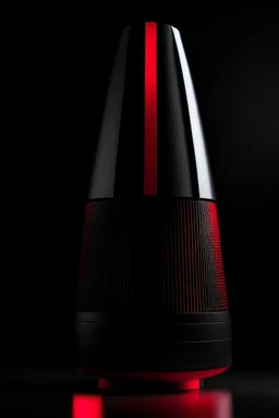 speaker, form inspired by Burj Khalifa, architecture form, modern design style and black and red color