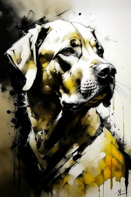 Yellow Labrador in the style of Willem Haenraets, Yoji Shinkawa, Guy Denning, Florian Nicolle