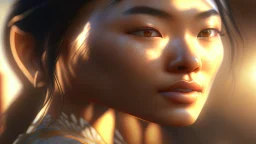 beautyfull asiatic woman, art by kiera malone photography, concept art modern photorealistic, in the style of , Artstation, sunlight, Unreal Engine sharp fine details trending on artstation reflections 4k ultra realistic post-processing