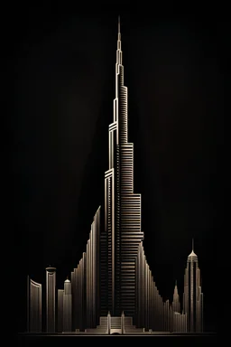 Edificio Burj khalifa como logotipo , arte lineal