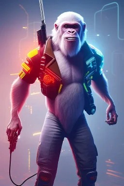 running ape, full body, 8k, cyberpunk2077