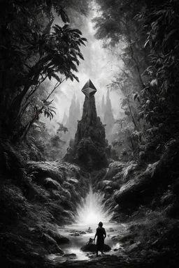tom lee ethereum oracle of delphi in the jungle seeing the future in the style of surrealism black and white