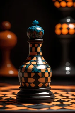 a chess pawn with Moroccan tarbouch with ramadane design background