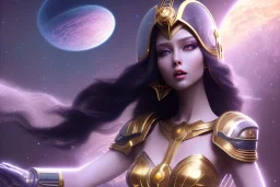  beautiful cosmic woman, long black hair, nice smiling, magic glamour make up, delicate colors, beautiful glamour galactique dress, ultra sharp focus, 8k, unreal engine 5, extremely sharp detail, light effect, soft light atmosphere of a spaceship, smooth, full of details, face in front, complete vision of face and hair and body