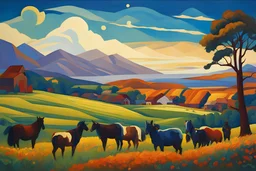 Celebration of the American Farm in the style of Nicholas Roerich