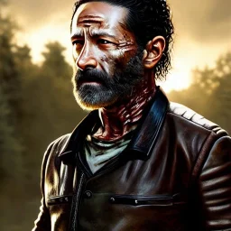 Ultra detailed fullbody Portrait in oil on canvas of walking dead darren with armor, extremely detailed digital painting, ultrarealistic skin,intense stare, extremely detailed face, crystal clear eyes, mystical colors ,perfectly centered image, perfect composition, rim light, beautiful lighting,masterpiece ,8k, stunning scene, raytracing, anatomically correct, in the style of Ohrai Noriyoshi and robert e howard and Steve Jung and Wizyakuza and Simon Bisley and uncannyknack.