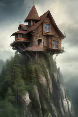 make a house rendering as photoshop as beginner in photoshop .let the house be in between mountain.make it more real