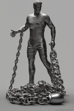 ,man in chain ⛓️,Future classic style statue, 3d blander