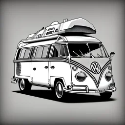 Volkswagen camper van line drawing