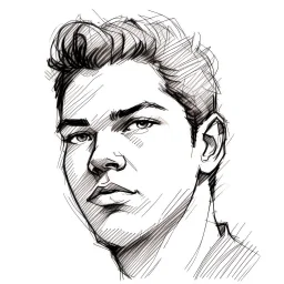 Sketch drawing of a young man's face