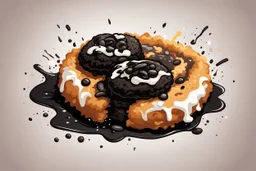 battered deep fried oreo, clean vector style