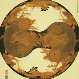 Ukiyo-e Style , yin and yang